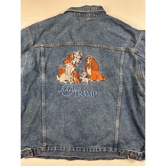 Disney Jackets & Blazers - Vintage Disney Catalog Lady and the Tramp Embroidered Denim Trucker Jacket Large